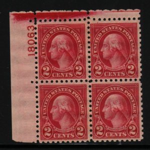 1924 Sc 583 2c carmine MNH original gum plate block 18063UL CV $110