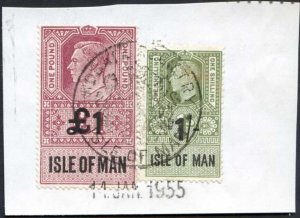 Isle of Man KGVI One Pound + 1/- Key Plate Type Revenues CDS on Piece