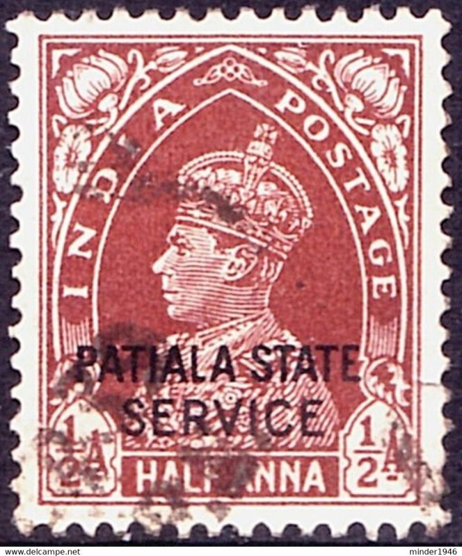 INDIA PATIALA 1938 KGVI ½a Red-Brown 'Service' SGO63 FU
