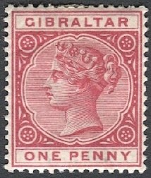 GIBRALTAR  1898 Sc 11 mint H VF, 1d QV rose, cv $52.50