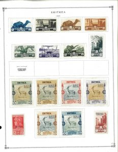 Eritrea 1892-1934 Mint in Mounts & Used Hinged on Scott International Pages.