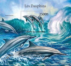 COMOROS - 2011 - Dolphins - Perf Souv Sheet - Mint Never Hinged