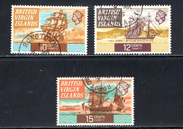 British Virgin Islands #214-216 short set  VF, Used, CV $2.20  ...   6940011