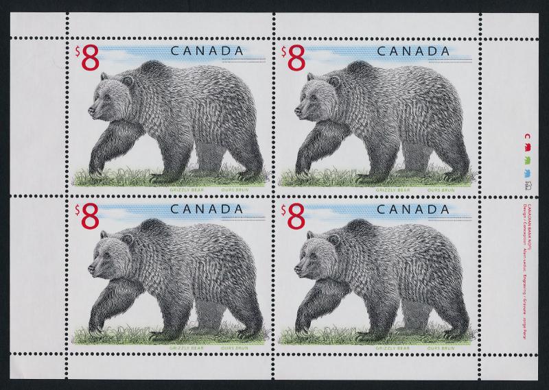 Canada 1694 Plate Block Sheet MNH Grizzly Bear