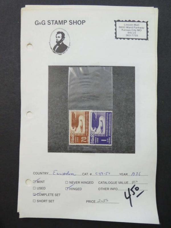 EDW1949SELL : ECUADOR Mint & Used collection on display pages Scott Catalog $317