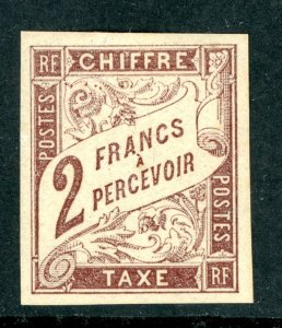 France 1884 Colony General Issues Postage Due 2 Fr Brown Imperf Sc #J13 Mint L89