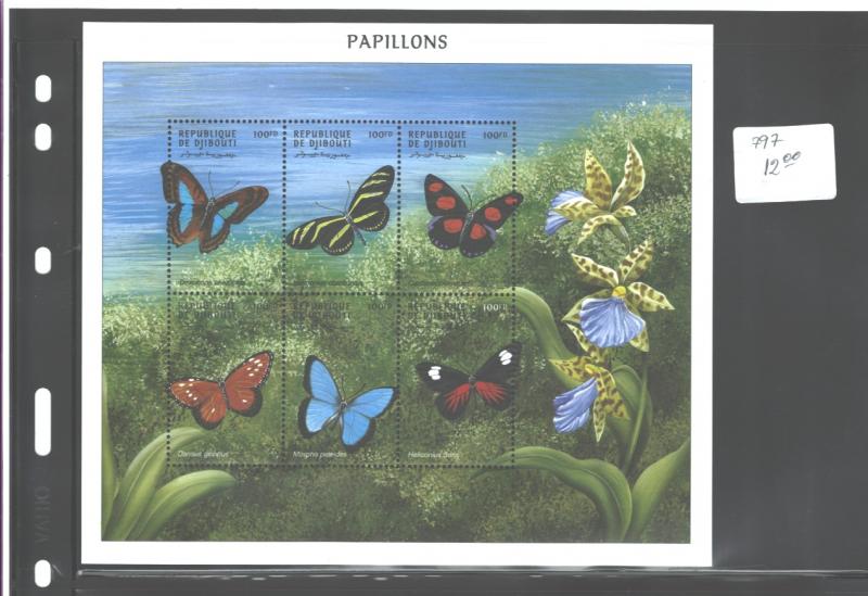 REPUBLIQUE de DJIBOUTI 2000, MNH, MS #797, $12.00 - BUTTERFLIES