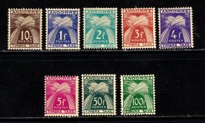 Andorra (Fr.) stamps #J32 - 41,  no 38 or 39, 1 used rest MHOG, CV $180.00