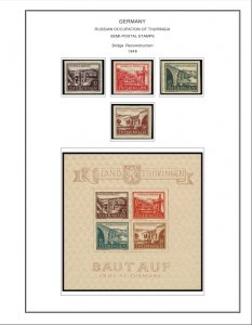 COLOR PRINTED OCCUPIED GERMANY 1945-1949 STAMP ALBUM PAGES (50 illustr. pages)