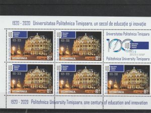 Romania STAMPS 2020 POLYTECHNIC UNIVERSITY TIMISOARA 100 YEARS SHEET MNH POST