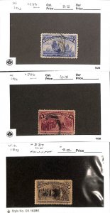United States Postage Stamp, #233, 236, 237 Used, 1893