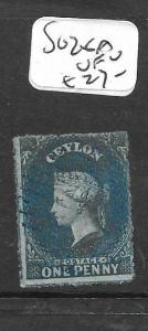 CEYLON (PP0302B) CHALON QV  1D  SG 28A  VFU