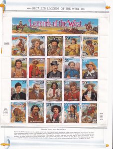 Scott #2869-2870 Legends of the West (Recalled) White Ace Pages - Single & Sheet