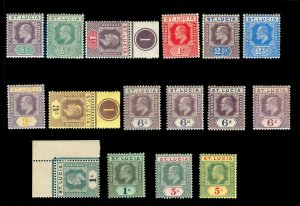 MOMEN: ST. LUCIA SG #64-77 MINT OG H/NH(MARGINAL) LOT #60360