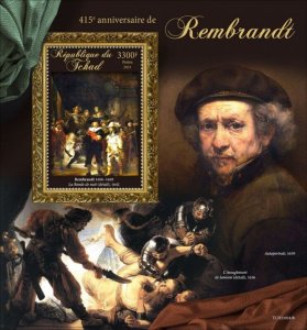 Chad - 2021 Dutch Artist Rembrandt - Stamp Souvenir Sheet - TCH210241b