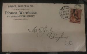 1886 Philadelphia Pa USA Advertising Cover Tobacco Warehouse Original Receipt