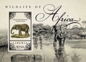 Liberia 2012 - Elephants - Souvenir Stamp Sheet - Scott #2809 - MNH