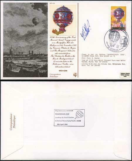 AC8a 200th Ann of First manned Aerial Voyage Signed by Peter Sadler (B)