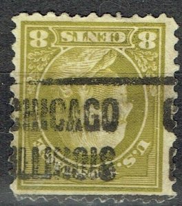 1917 8c FRANKLIN with precancel (508-LT-4) from CHICAGO IL. INVERT are uncommon