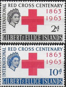 1963 Gilbert and Ellice Cross Centenary 2v. MNH SG n. 80/81