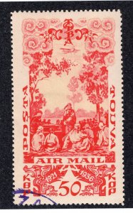 Tannu Tuva 1936 50k rose red & cream Airmail, Scott C14 CTO, value = $2.50