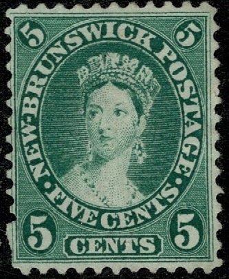 CANADA NEW BRUNSWICK QV 1860-63 5c DEEP GREEN USED (VFU) SG15 P.12 VF