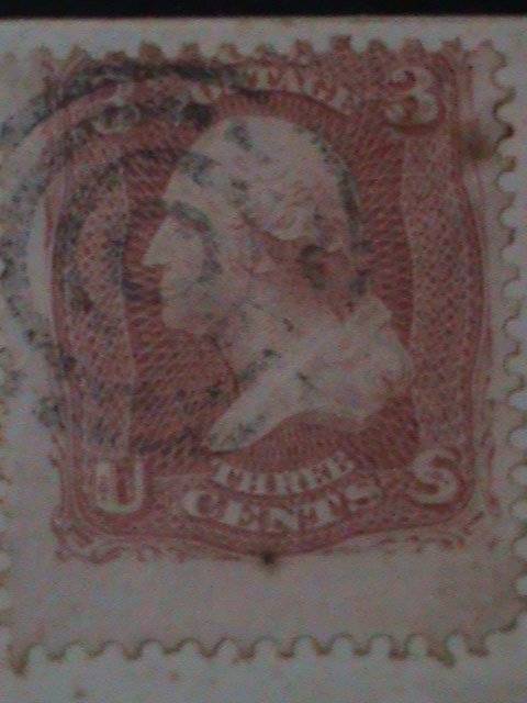 ​UNITED STATES-1861-SC#  64- WASHINGTON COVER-FANCY CANCEL-VF 163-YEARS OLD-