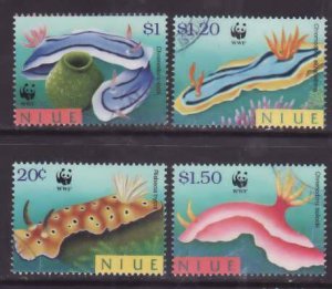 Niue-Sc#729-32- id6-used set-Marine Life-Nudibranchs-1999-