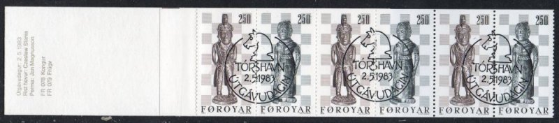 Faroe Islands Sc 94a 1983 Chessmen stamp booklet pane used in booklet