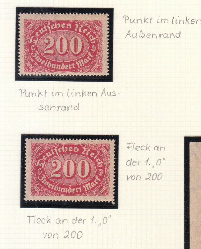 Germany - 1922 Oval 200M (Wmk.1) specialized collection of varieties Mi# 220 