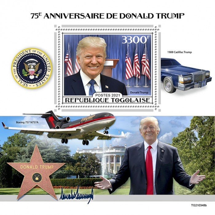 TOGO - 2021 - Donald Trump - Perf Souv Sheet - Mint Never Hinged