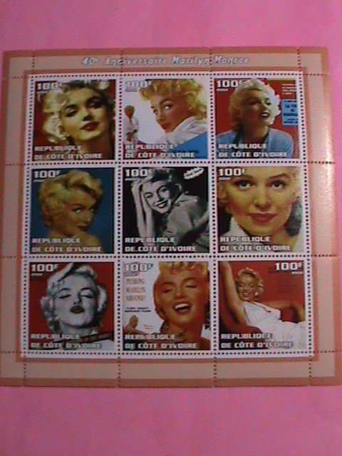 IVORY COAST STAMP-2002-SEXY MARILYN MONROE: -MNH STAMP SHEET -RARE