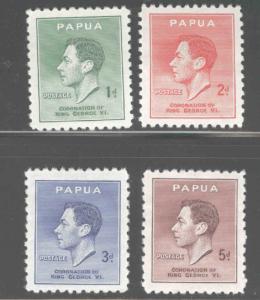 Papua Scott 118-121 MH* 1937 KGVI Coronation set