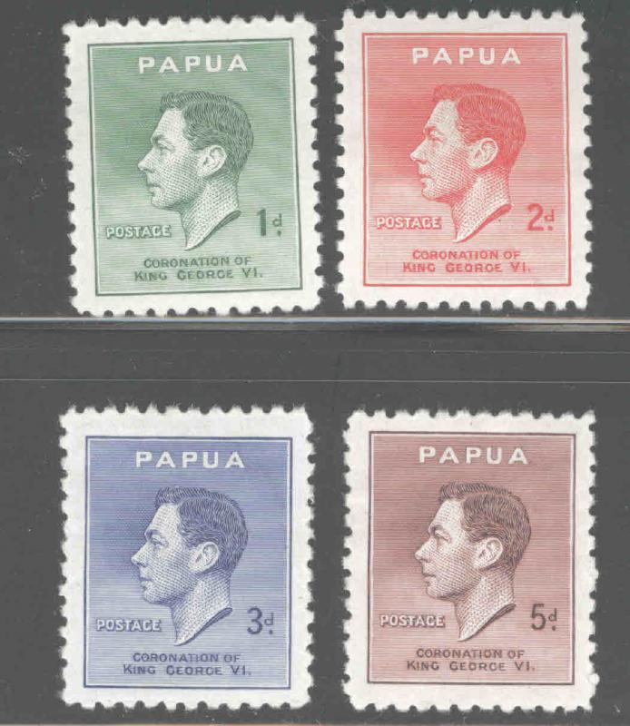 Papua Scott 118-121 MH* 1937 KGVI Coronation set