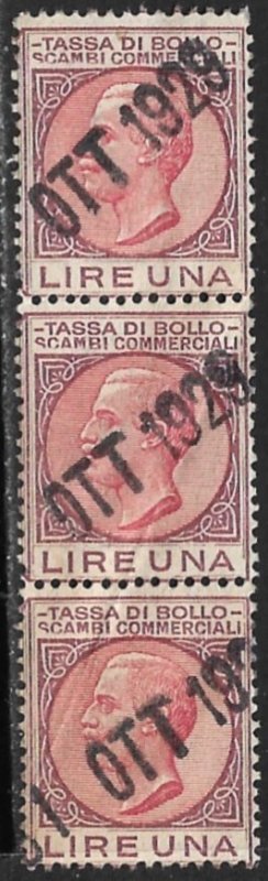 ITALY 1924 1L Tassa Di Bollo Scambi Commerciali Stamp Duty Revenue x3 R51R Used