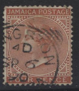 Jamacia - Scott 22a - QV Head -1883 - FU -  Single  4p Stamp