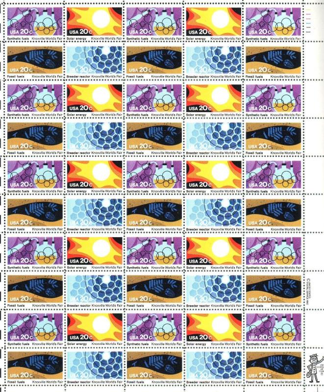 {BJ stamps} 200609 Knoxville World's Fair 20¢ MNH Sheet of 50. Issued