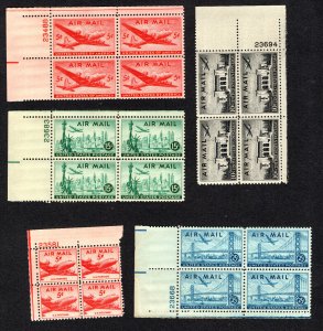 US 1946-7 Misc. Air Mail Plate Blocks MNH CV $8