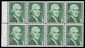 PCBstamps  US #1278a Bk Pane (Shiny) 8c(8x1c)Thomas Jefferson, MNH, (16)