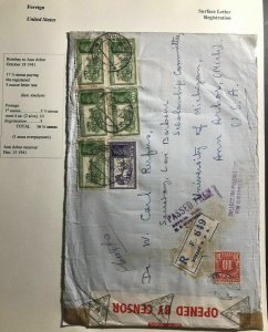 1941 Bombay India Censored Postage Due Oversized Cover To Ann Arbor MI USA