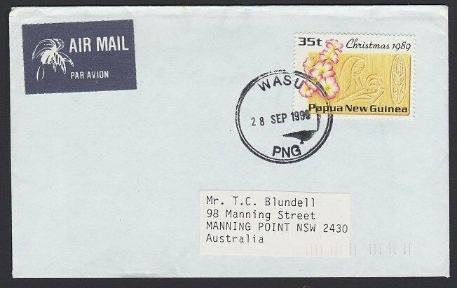 PAPUA NEW GUINEA 1990 cover with rubber cds of WASU.........................G934