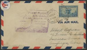 Cuba 1930 First Flight Cover Miami - Cienfuegos | Edifil C39 | CU11570