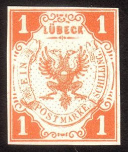 1859, Germany Lubeck, 1Sch, MNG, Sc 2, Reprint