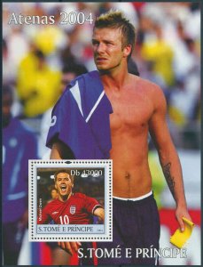 Sao Tome & Principe 2004 MNH Football Stamps Athens Olympics Beckham Owen 1v S/S