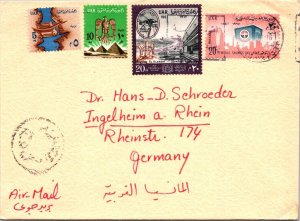 SCHALLSTAMPS EGYPT  1967 POSTAL HISTORY AIRMAIL COVER MULT FRANKING ADDR GERMANY