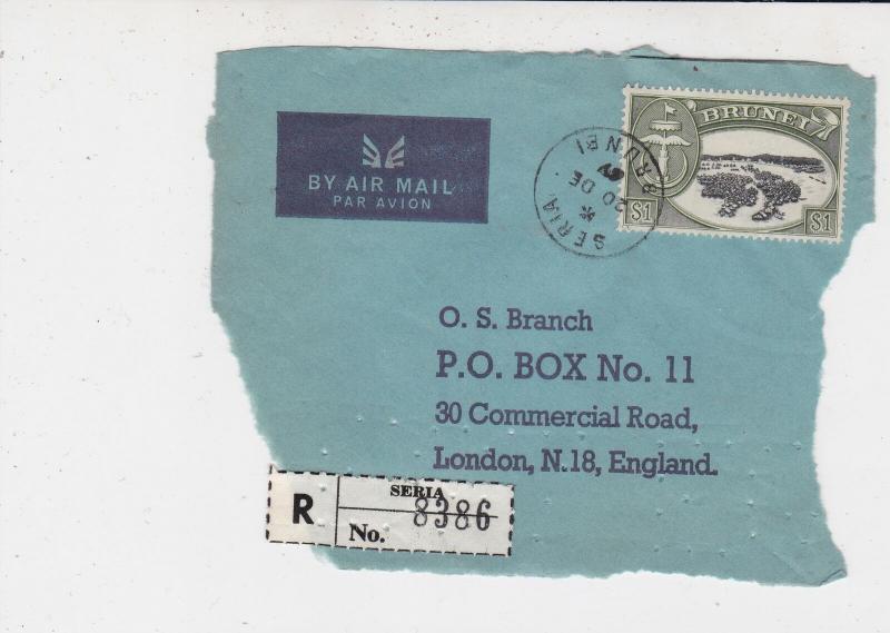 Brunei Airmail 1967 Registered Seria Stamps Cover FRONT to England Ref 33235