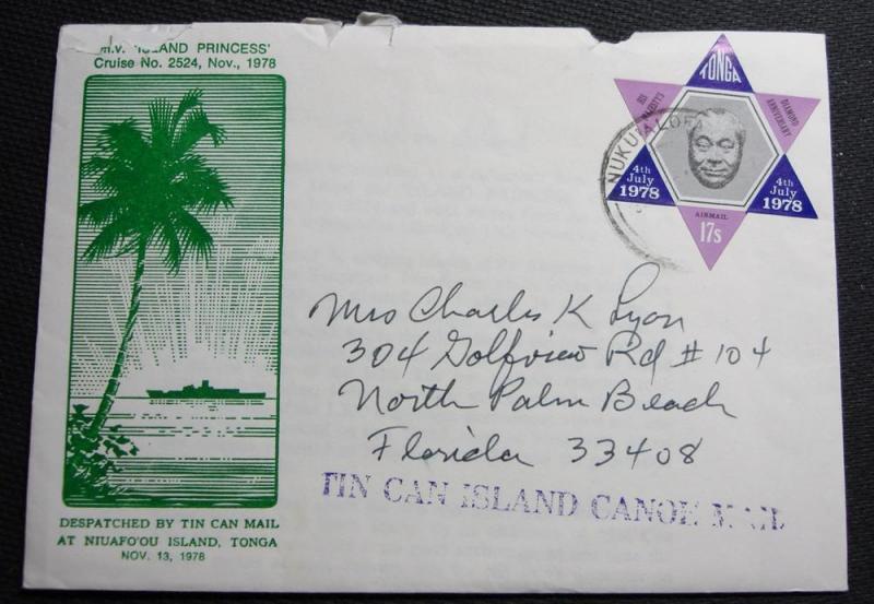 Tonga #C246 Used Cover Tin Can Mail King Taufa'ahau L16