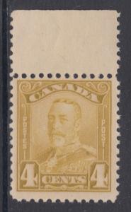 Canada Sc 152 MNH. 1929 4c KGV, choice sheet margin single