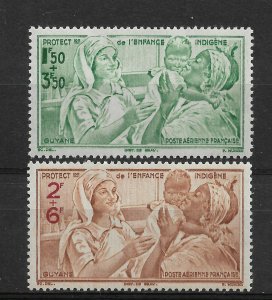 French Guiana 1942, Vichy Issue, Scott # CB2 MH*, # CB3 MNH**, Wavy ! (RONPAT-5)