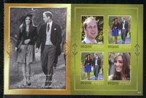 BEQUIA  ENGAGEMENT OF PRINCE WILLIAM & KATE MIDDLETON  IMPERF SHEET II  NH